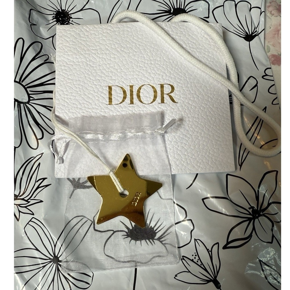 Christian Dior Gold Star Charm Ornament Gift Tag w/ Dior Bag & Pouch‎ 2"